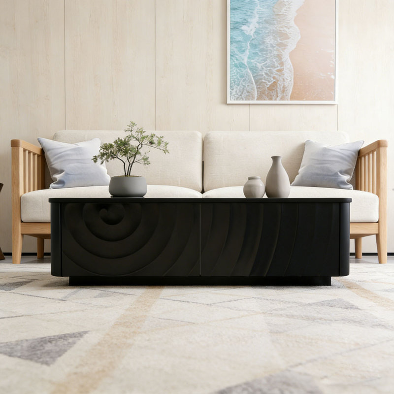 Table basse rectangulaire 47 po avec rangement, Noir