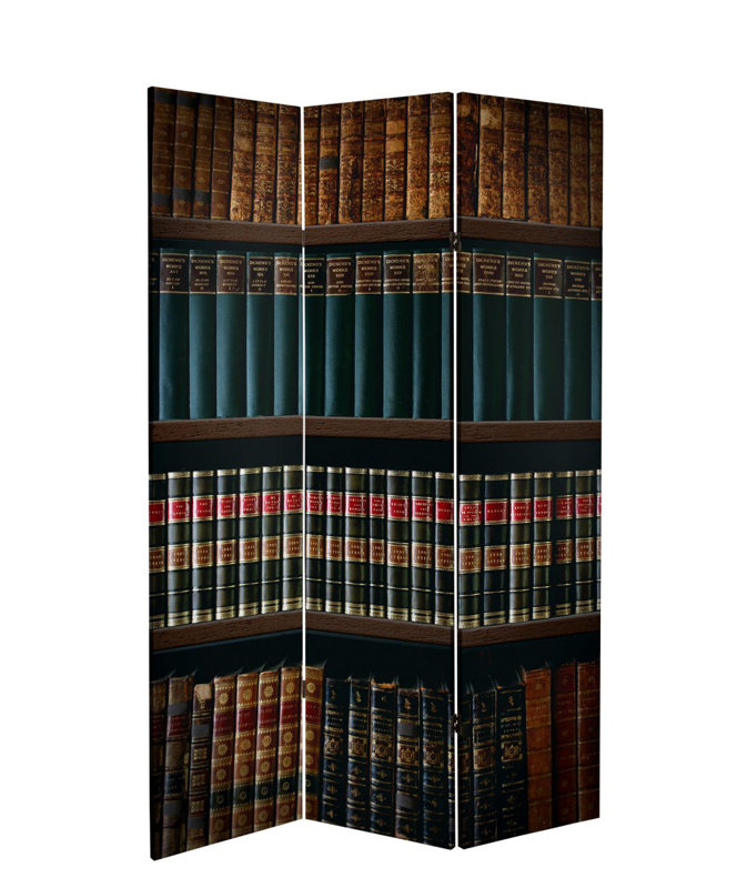 71" x 38.75" Tall Double Sided Library Canvas 3 Panel Room Divider