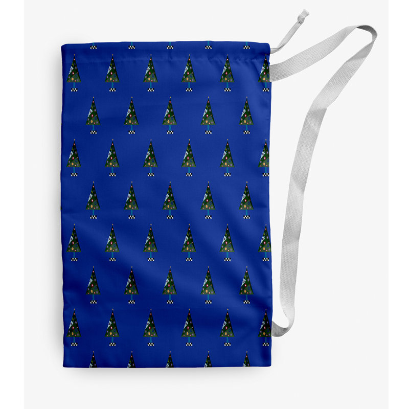 Sac à linge Crazy Christmas, Petit (H 29 po x l 18 po), Bleu
