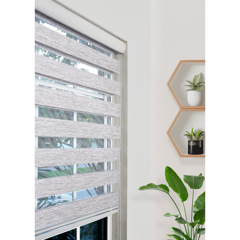 Store à motif de zèbre de taille personnalisée pour les fenêtres d'intérieur Pinecrest Home Goodies, l 36 po x L 78 po, Gris
