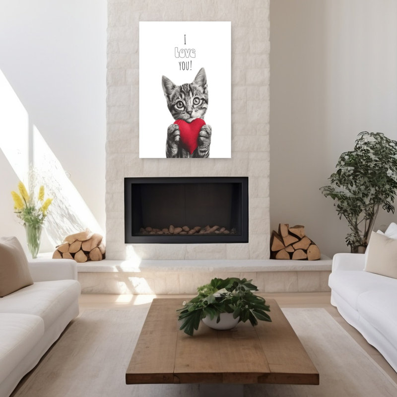 «I Love You», impression d'art mural minimaliste moderne, 48" H x 32" W