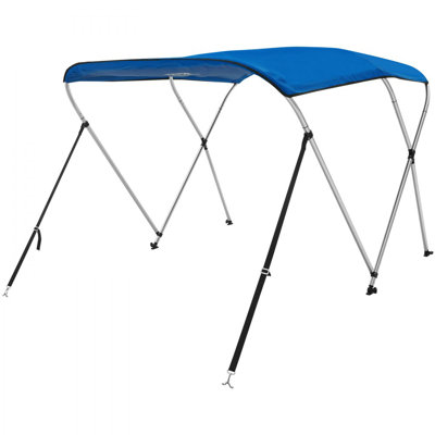 3 Bow Bimini Top Boat Cover, 900D Polyester Canopy with 1" Aluminum Alloy Frame, Waterproof and Sun Shade, Includes Storage Boot, 4 Straps, 2 Support Poles