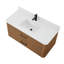 Meuble-lavabo mural simple Francesca WM de 122 cm (48 po) en noyer grillé, comptoir arrondi en quartz Giotto, lavabo carré encastré (1 trou), garniture noire mate-134515954-134515957-134515959