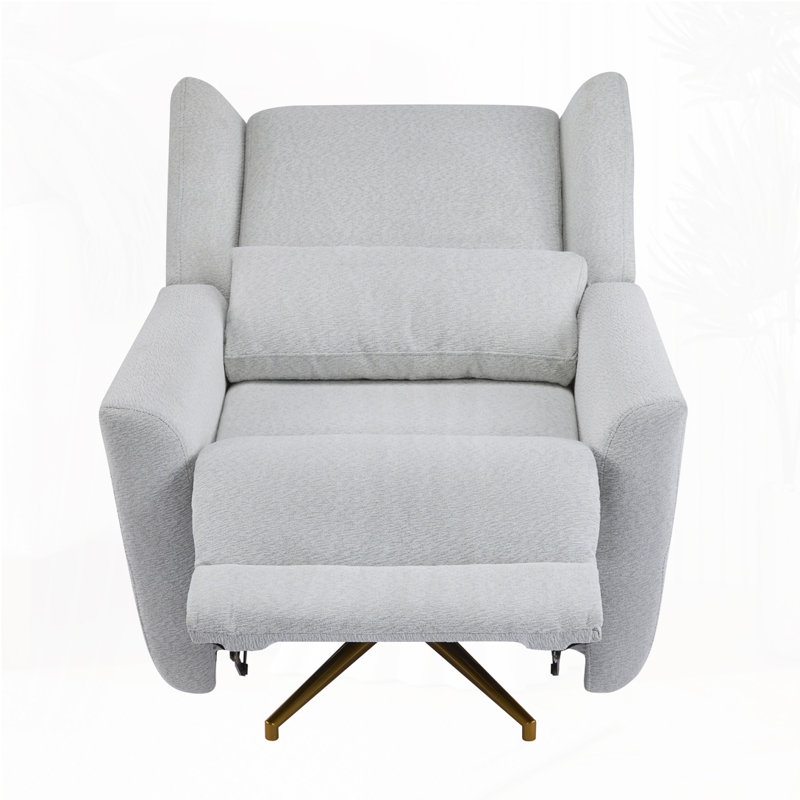 Power Recliner Chair Swivel,Upholstered 360° Swivel Recliner With 5 Star Base, Light Gray