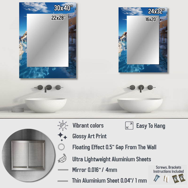 Grèce Aegean Reflections - miroir en Grèce, 32 po x 24 po