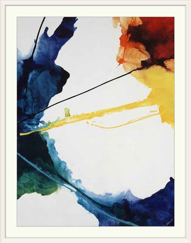 « céleste viii », reproduction de peinture à l’aquarelle, Cadre blanc, H 24 po x l 20 po x P 1 po