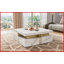 Blanc moderne Table basse carrée dorée avec 4 tiroirs en panneau de fibres à densité moyenne - Rangement et amp; Style pour le salon-2078915986