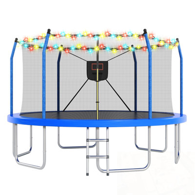 Trampoline avec lumières et panier de basketball