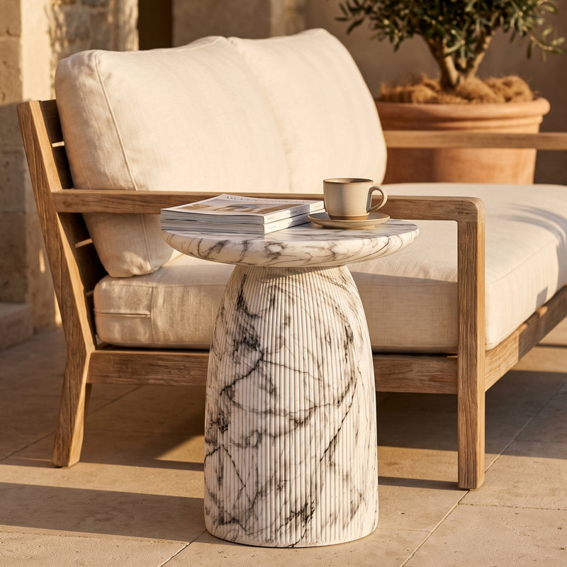 Table d'appoint d'extérieur MGO, effet marbre