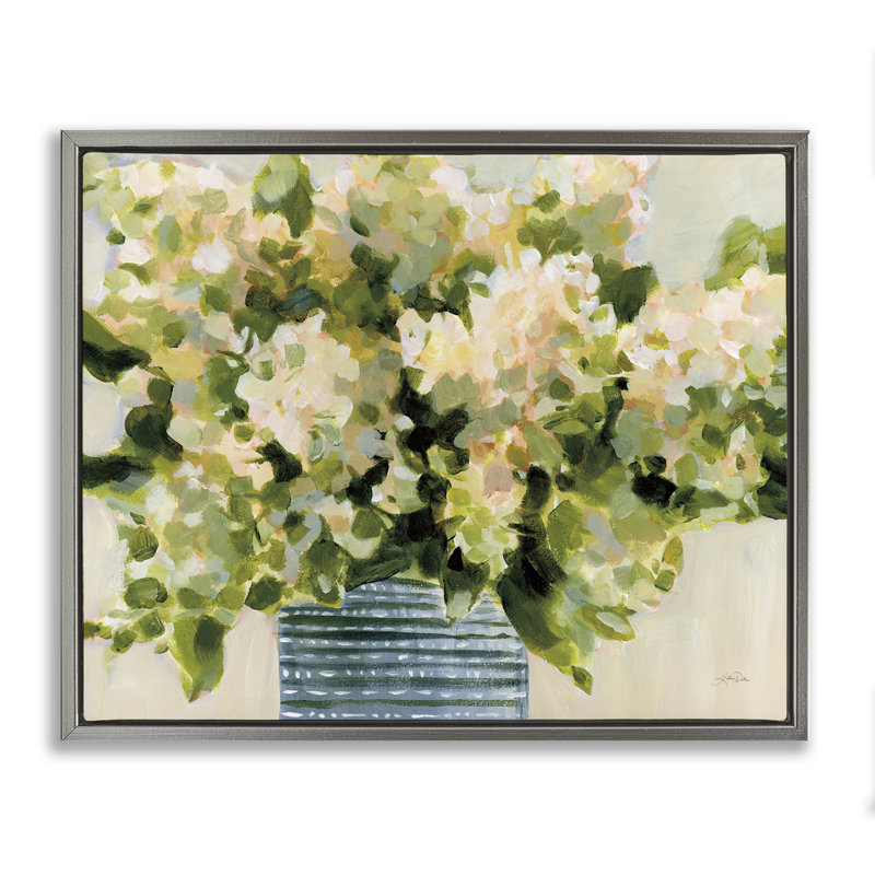  "Vase d'hortensias" par Katrina Pete, Cadre flottant gris lustré, H 25 po x l 31 po
