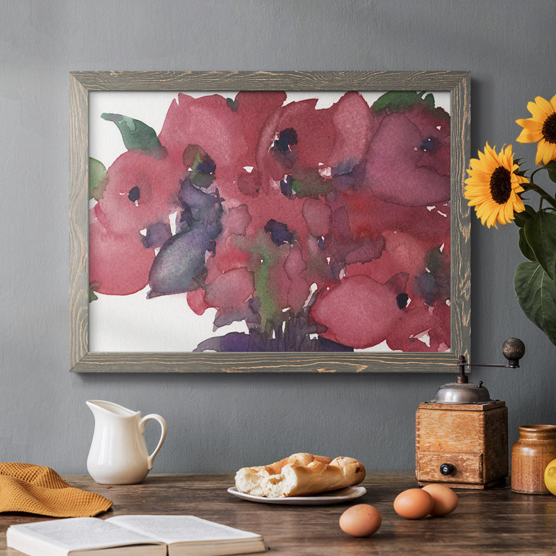 Floral I, impression sur toile encadrée, Encadré gris, H 26 po x l 38 po x P 1,5 po