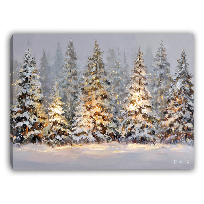 «Winter Lights in the Pines», art mural sur toile tendue, H 16 po x l 12 po