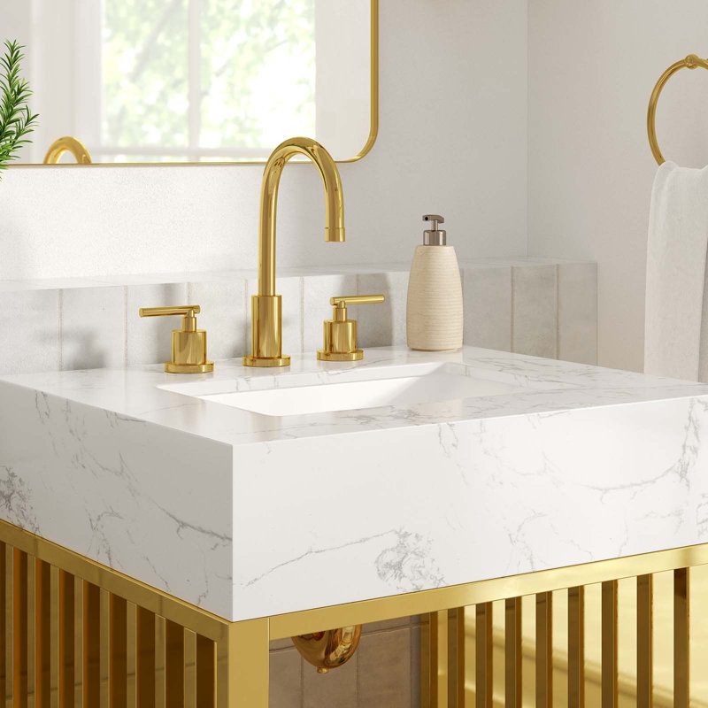 Modern Gridiron 24" Gold Stainless Steel Bathroom Vanity