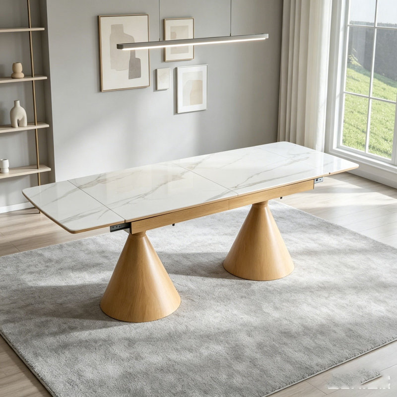 Table de salle à manger extensible, Walnut,White