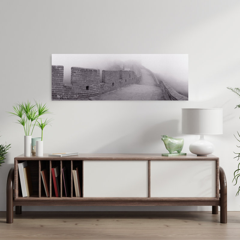 Noir et blanc, Grande Muraille de Chine, Mutianyu, Chine, art mural d'architecture contemporaine, H 12 po x l 36 po