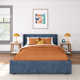 Solid Wood Upholstered Panel Bed with Rectangular Headboard