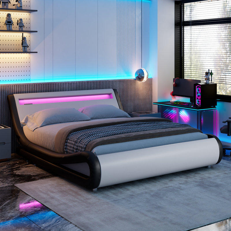 Charlesten Vegan Leather Metal Platform Bed