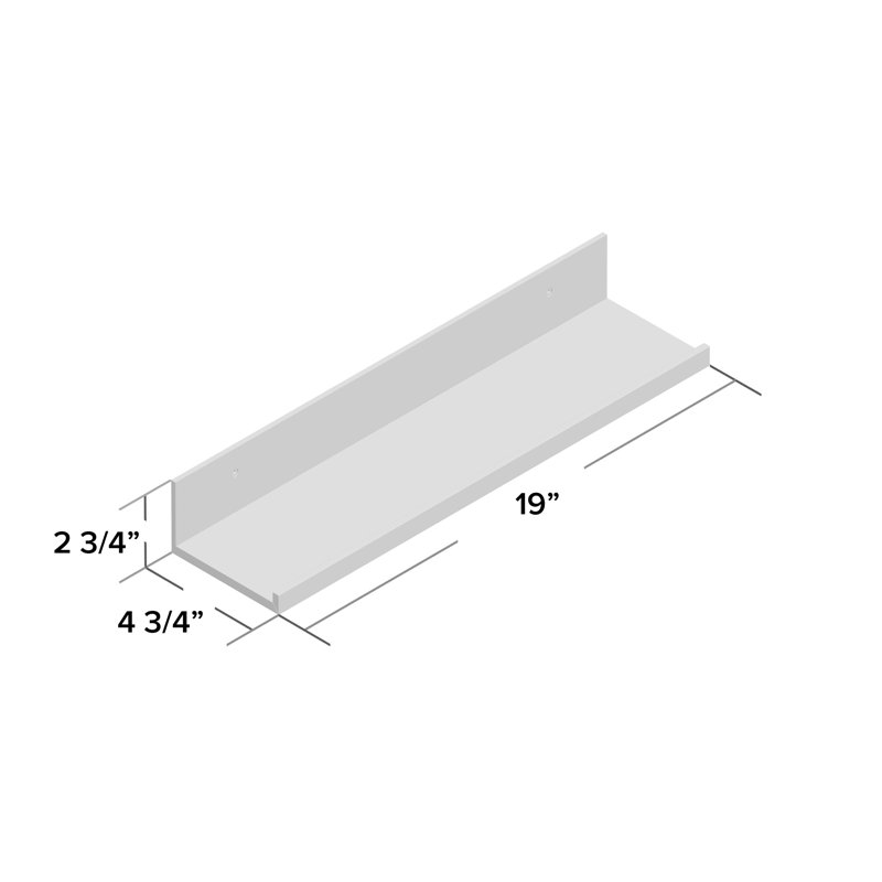 Étagère murale flottante avec rebord de 19 po, Blanc, H 2,76 po x l 18,98 po x P 4,72 po