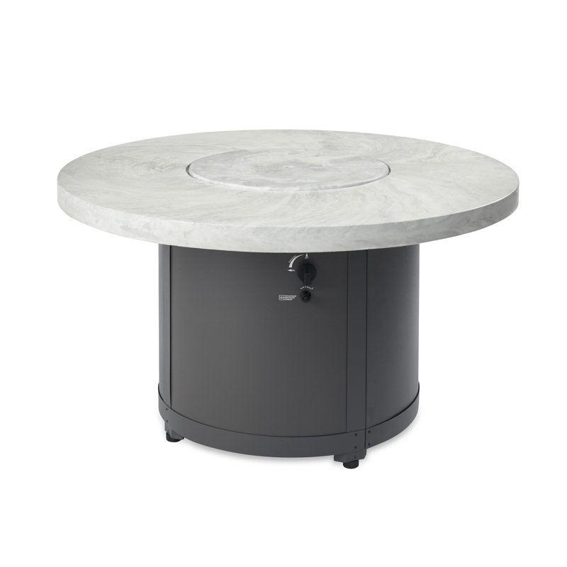 Beacon Round Smokeless Fire Pit Table with Hidden Fuel Tank, White/Gray