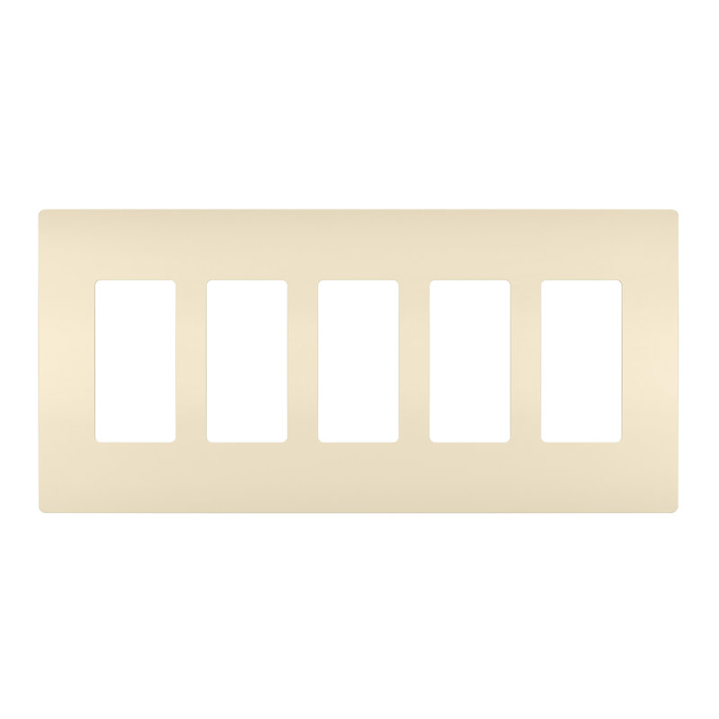 Radiant 5-Gang Decorator Rocker Screwless Wall Plate, Light Almond