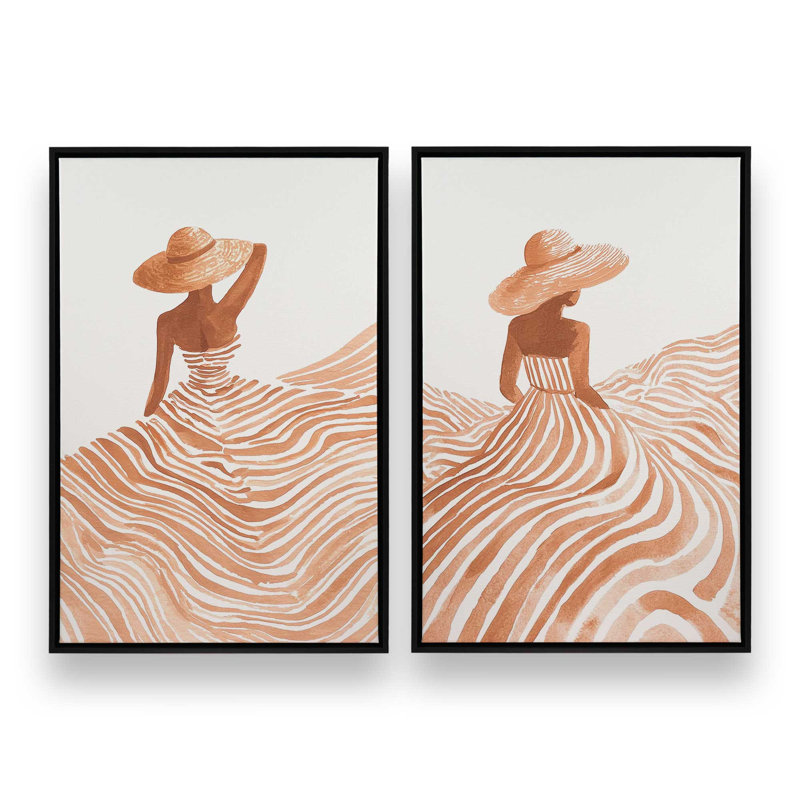Desert Muse Set of 2 Prints, Satin Black Floater Frame, 12" x 8"