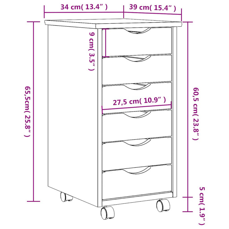 Miljana 34cm W 6 - Drawer Chest of Drawers, White/Honey Brown