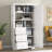 Tall And Wide Storage Cabinet With Doors For Bathroom Or Office, Featuring Three Spacious Drawers And Ample Shelving