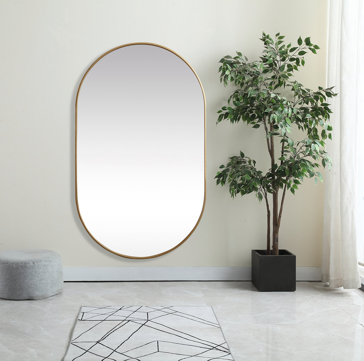 Elington Metal Oval Mirror, Brass, 60"  x 36" 