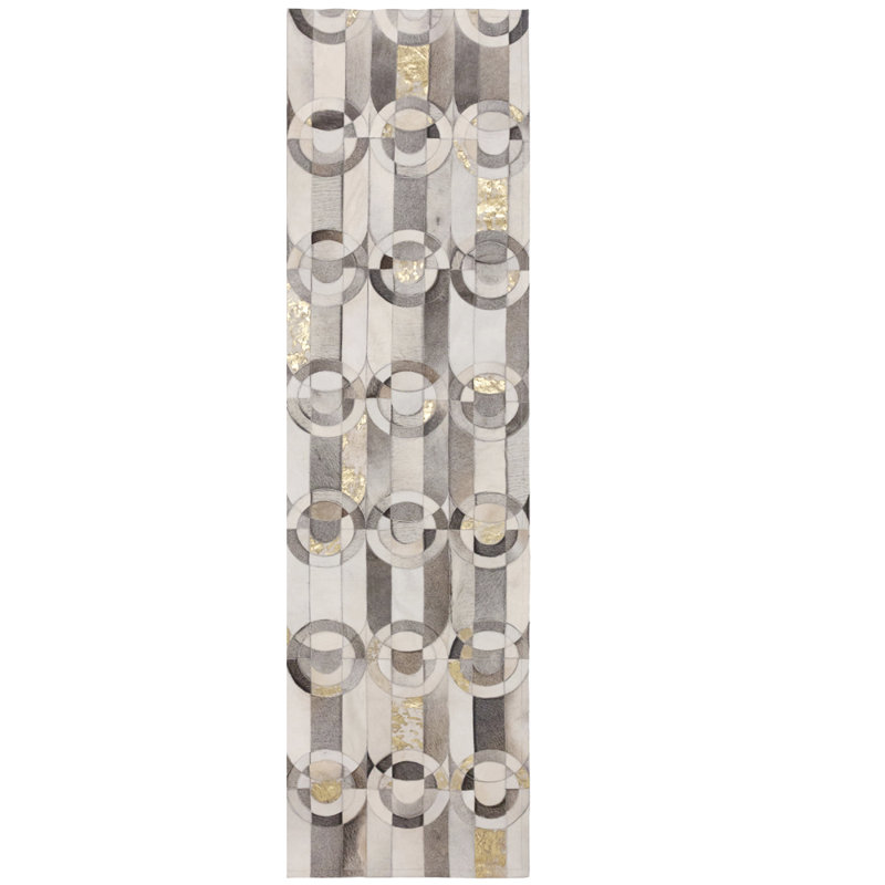 Cowhide Area Rug in Gray, Runner 2'7" x 13'1"