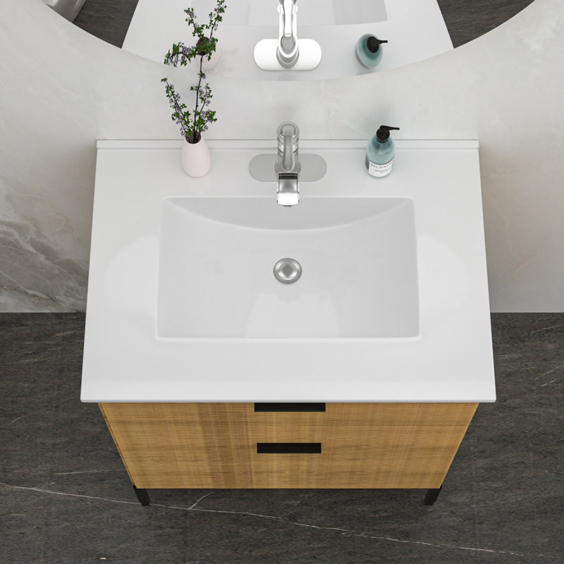 Comptoir de meuble-lavabo simple blanc rectangulaire 30,2 "x 18,5" avec 1 trou de robinet et trop-plein (lavabo seulement)