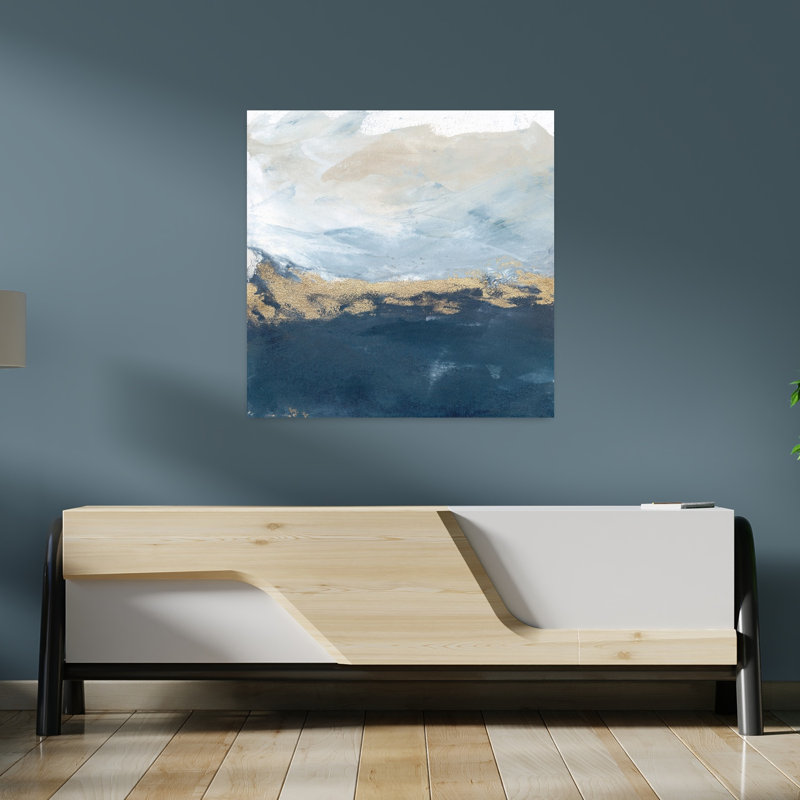 Art contemporain, paysage contemporain abstrait minimaliste, océan, H 36 po x l 36 po