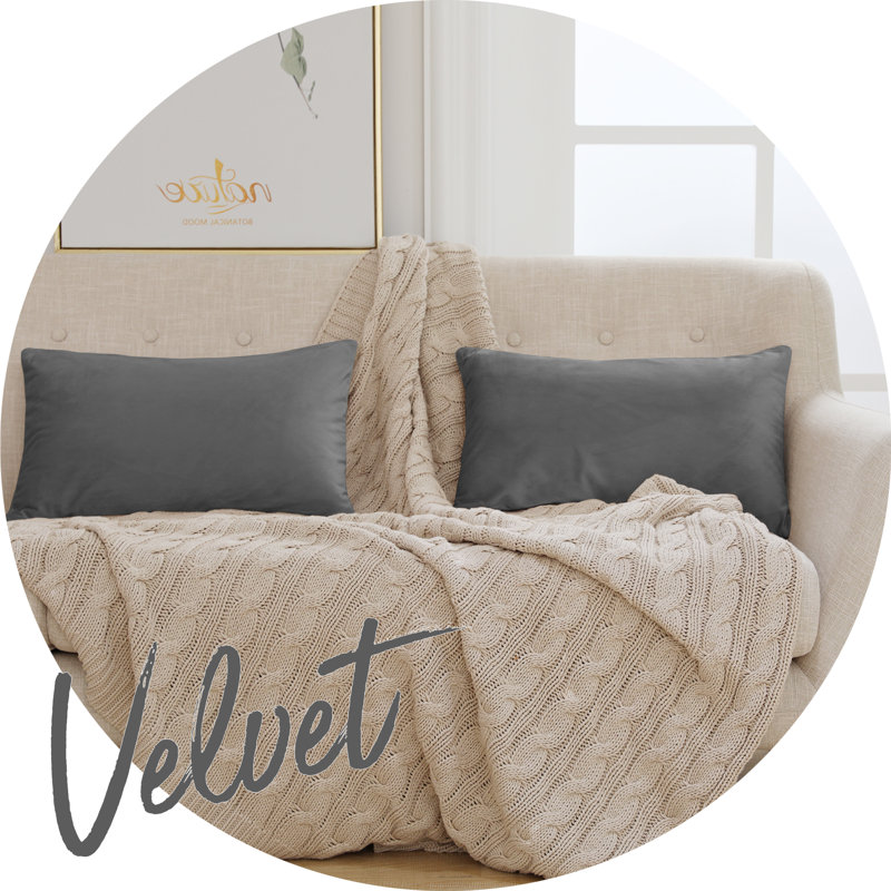 Rectangular Velvet Pillow Cover, Charcoal