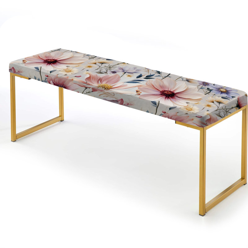 Banc floral rembourré or, Pink And Beige Wildflower Paradise