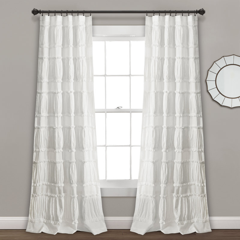 Semi Sheer Curtain Pair, White, 42" W x 84" L