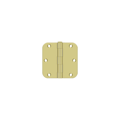 Charnière à rayon 3 1/2 po x 3 1/2 po x 5/8 po Deltana S35R53, épaisseur résidentielle, paire de laiton poli