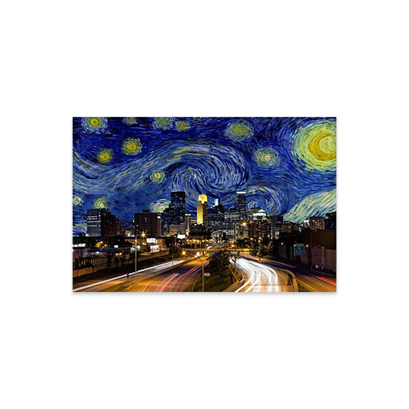 Minneapolis, Minnesota, nuit étoilée, impression sur verre acrylique, H 16 po x l 24 po x P 0,25 po