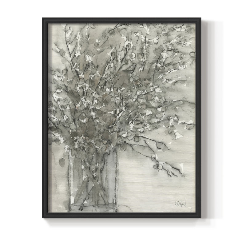 Dry Elegance I, reproduction encadrée - bois massif, H 21 po x l 17 po, Noir, noir, noir, noir
