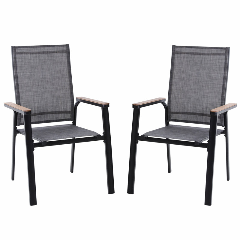 Stackable Outdoor Patio Dining Armchair, Grey
