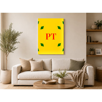 Portugal World Flag Luxury Diamond Monogram — Green Yellow Red — Canvas Wall Art