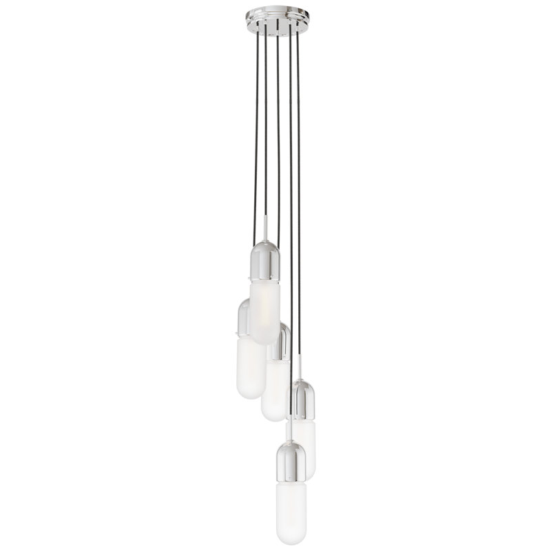 Junio 5 - Light Chandelier, Frosted, Polished Nickel