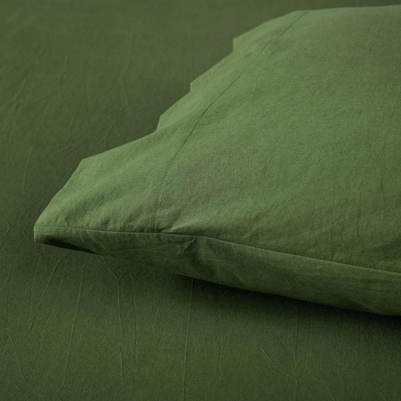 Nurit 100% Washed Cotton Sheet Set, Loden Green, California King