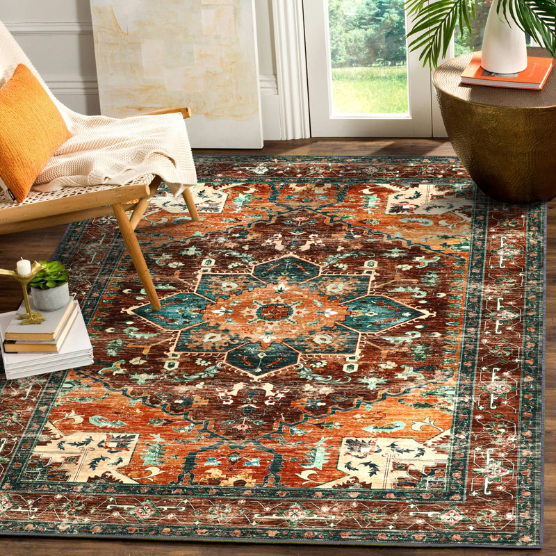 Casarina Rustic Non-slip Oriental Rug Washable Area Rug, Rectangle 5' x 7'