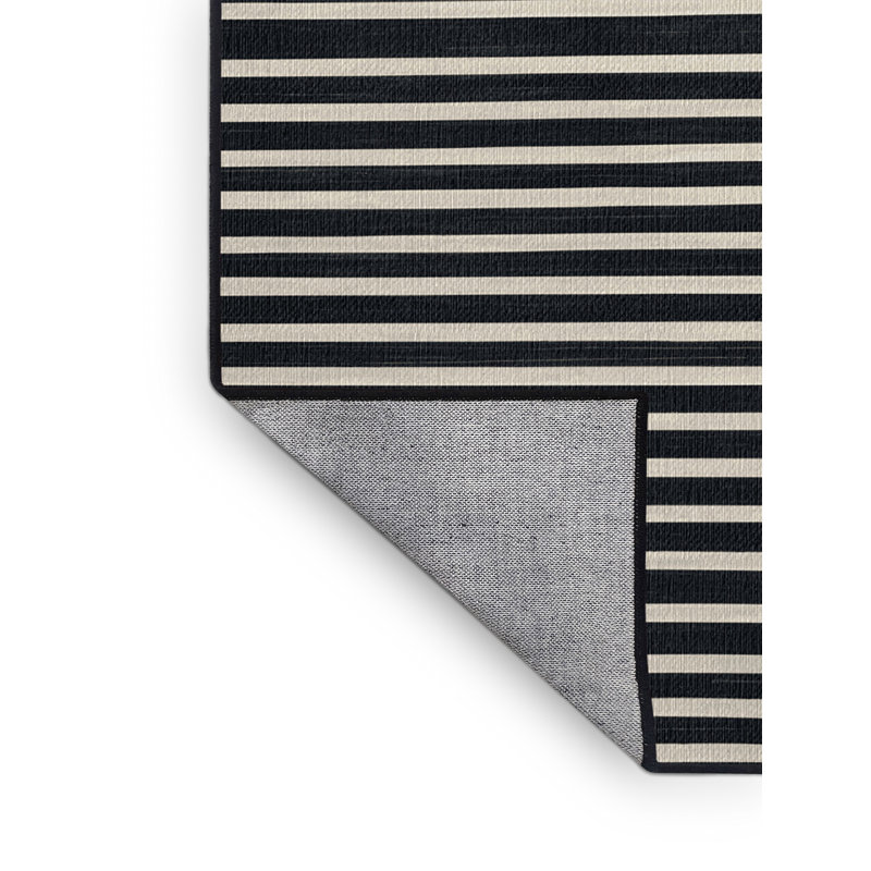  Tapis lavable rayé blanc ardoise foncé, Rectangulaire 2 pi x 3 pi