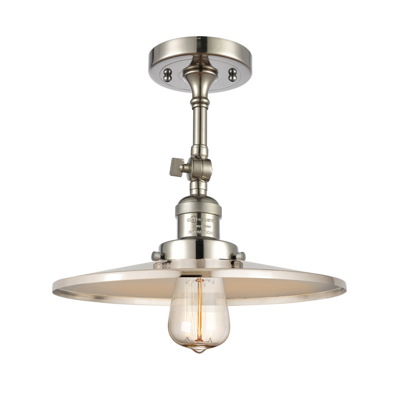 Kylena Semi Flush Mount, Polished Nickel, Polished Nickel, 11.25" H x 12" W x 12" D