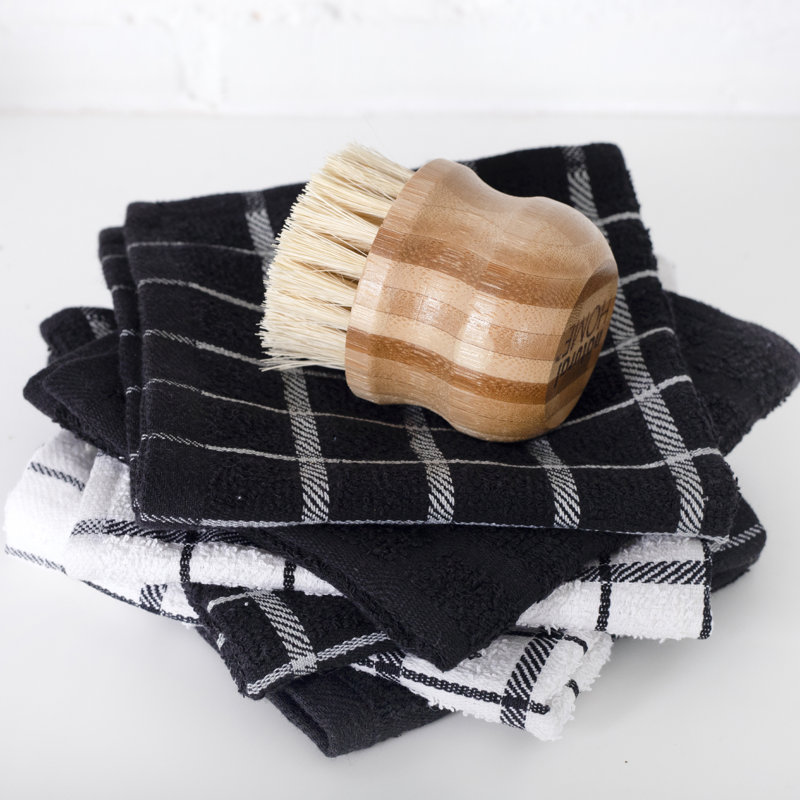 Cotton Plaid Dish Cloth Kitchen Towel, Black