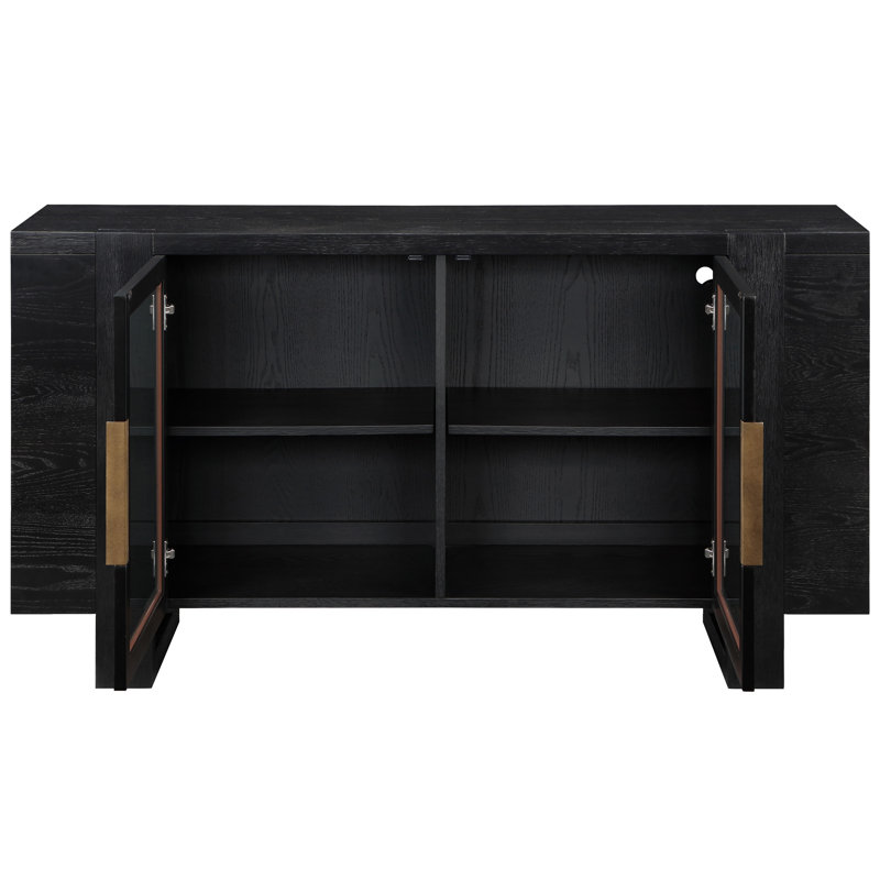 Reid Modern Wood Server with USB Ports, Black
