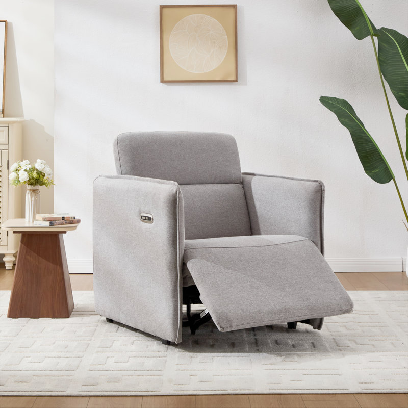 35.1" Wide Modern Upholstered Dual Power Recliner with USB Port