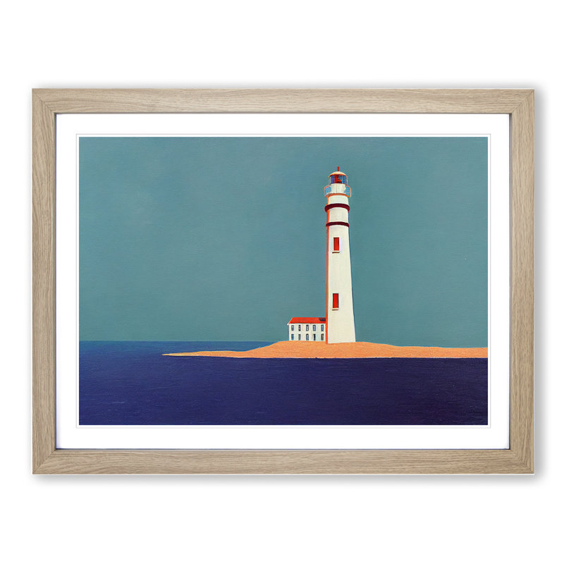 Glorious Lighthouse - Framed Print, 46cm H x 64cm W x 2cm D, Oak