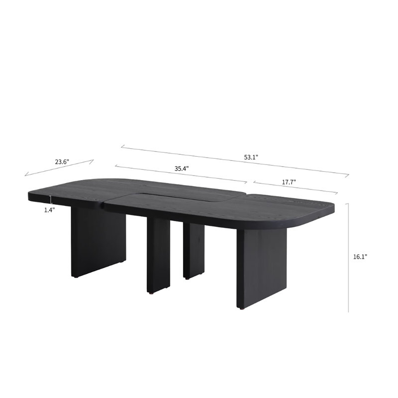 Wooden Modular Small Modern Coffee Table, Black