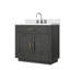Meuble-lavabo simple en chêne noir 36 po X P 22 po D, dessus en quartz blanc et ensemble de robinet